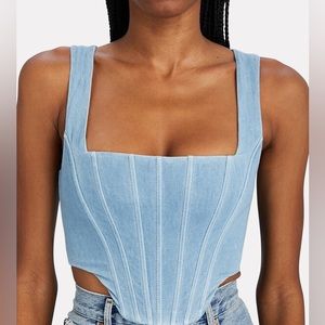 STAUD Alice Denim Corset Top